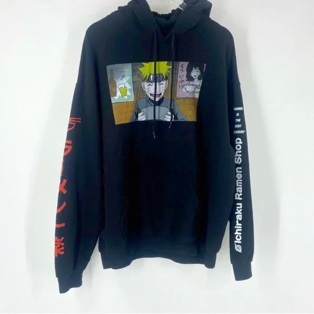 Naruto Shippuden Sweatshirt Hoodie Black Anime Mens Large Ramen